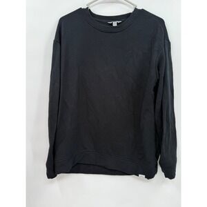 Orvis Small Crewneck Sweatshirt Womens Black Fleece Lined Pullover Classic